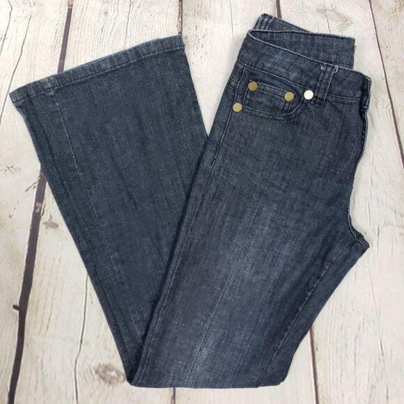 V CRISTINA Jeans Dark Blue Black Wash Mid Rise Boot Cut 4 - Picture 9 of 9